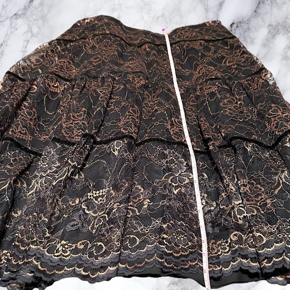 LAUREN RALPH LAUREN Skirt Womens 14 Black Gold Lace Tier MIDI Cocktail - Picture 12 of 14